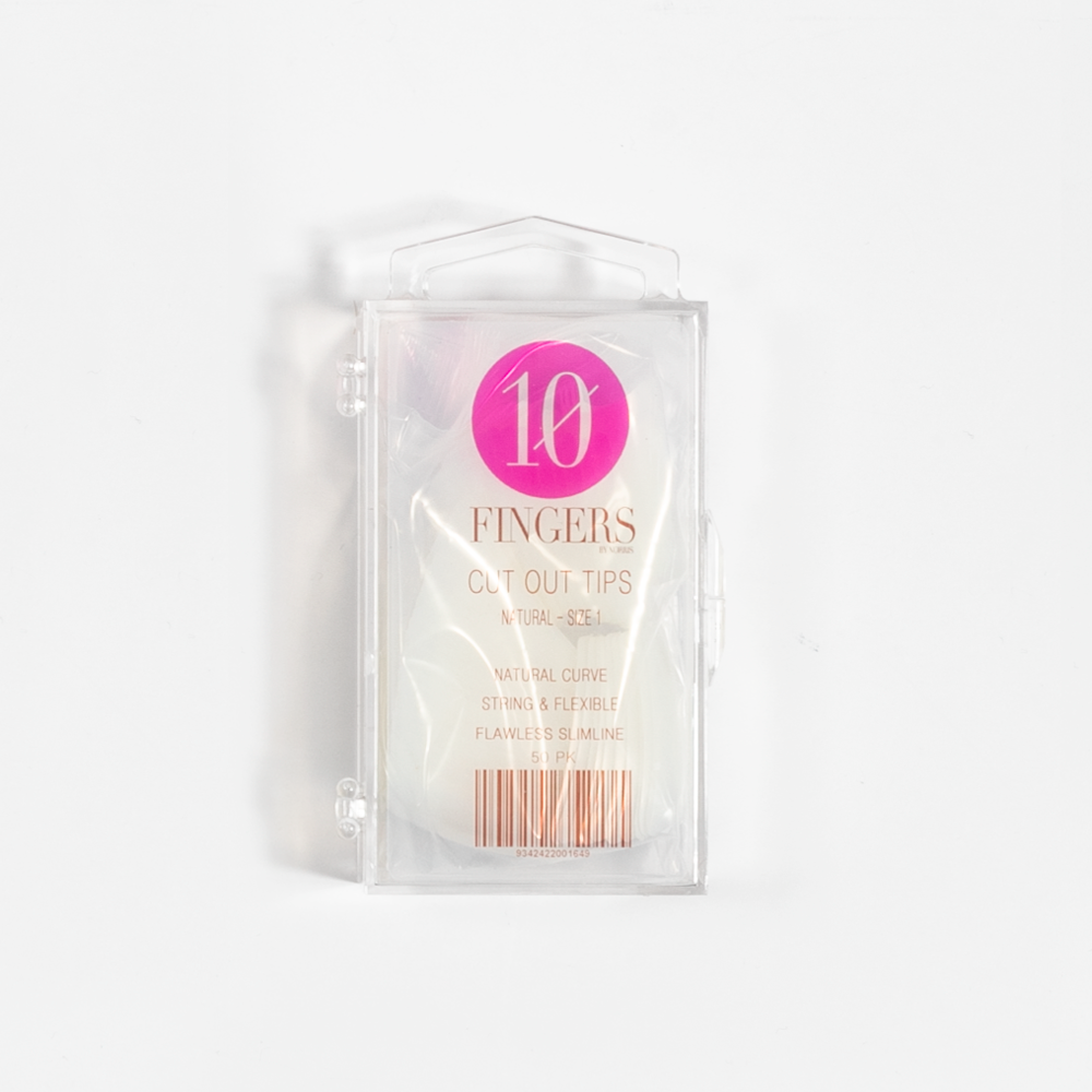 10 Fingers Cut Out Tips 50pk - Natural - Size 1