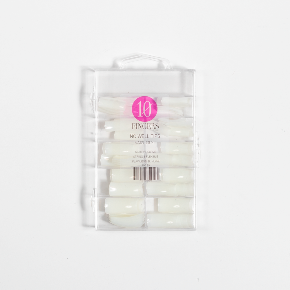 10 Fingers No Well Tips 100pk - Natural - Size 1-10