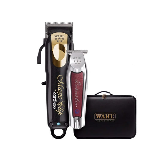 Wahl Cordless Black & Gold Magic Clip + Detailer Li Trimmer + Black & Gold Bag