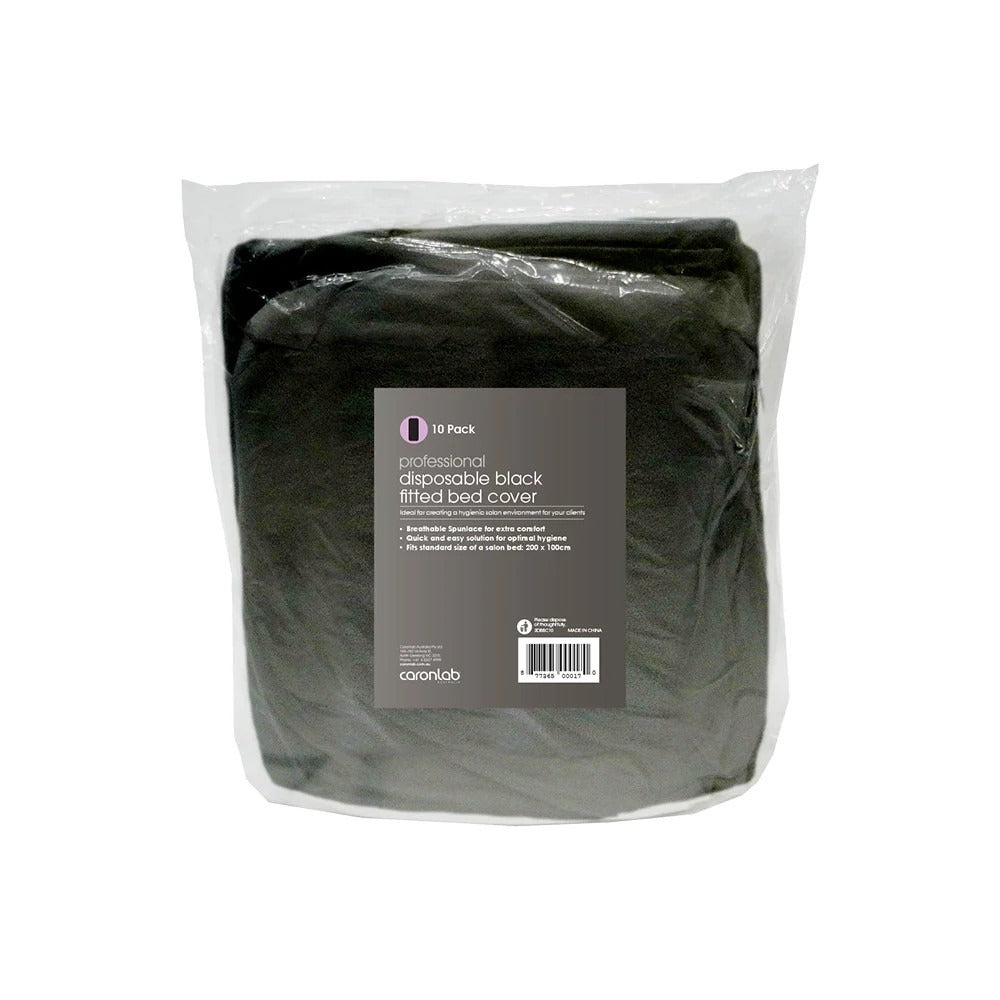 Caronlab Disposable Fitted Bed Cover - 10pk - Black